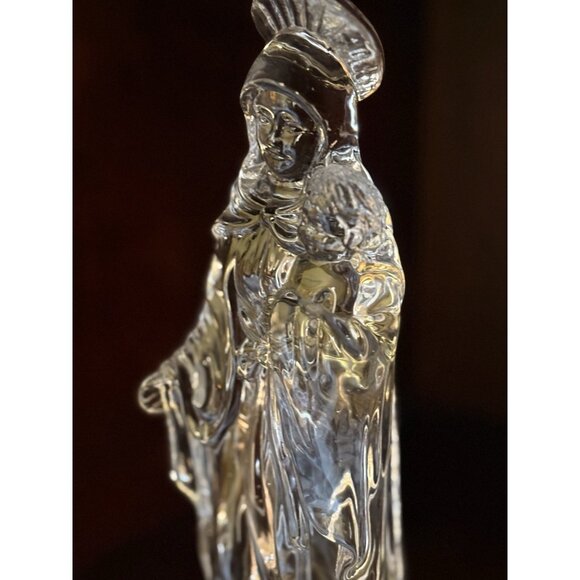Glass Madonna Holding Baby Jesus Figurine Virgin Mary Christ Child 12” Tall - Picture 3 of 11